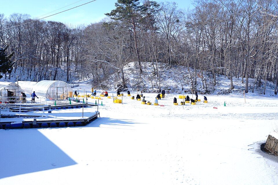 ice fishing on Lake Onuma