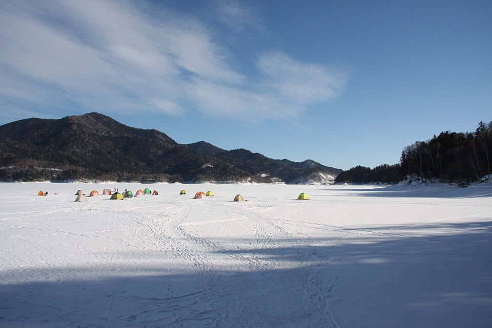 Hokkaido lake winter area