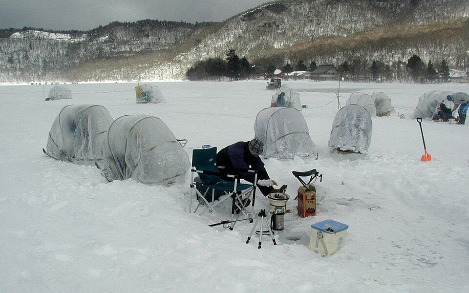 Lake Onuma winter landscape
